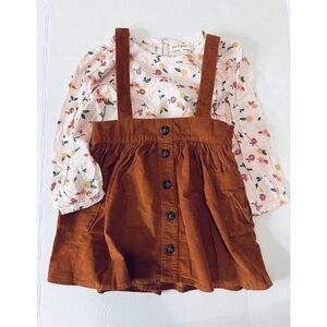 🍁 New Girl’s Size 3t Toddler Fall Outfit Pinafore Pumpkin Patch , Fall Pictures